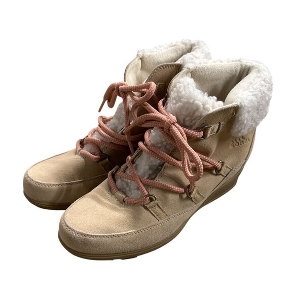 Sorel Women’s Leather Lace Boots Faux Fur Sz 11 - Picture 4 of 9